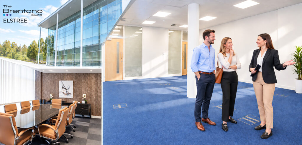 Serviced office viewing at The Brentano Suite Elstree with modern meeting room.