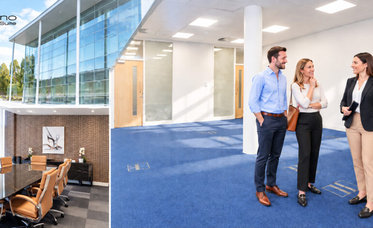 Serviced office viewing at The Brentano Suite Elstree with modern meeting room.