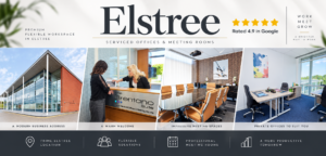 Modern serviced office space at The Brentano Suite Elstree in Borehamwood, Hertfordshire.