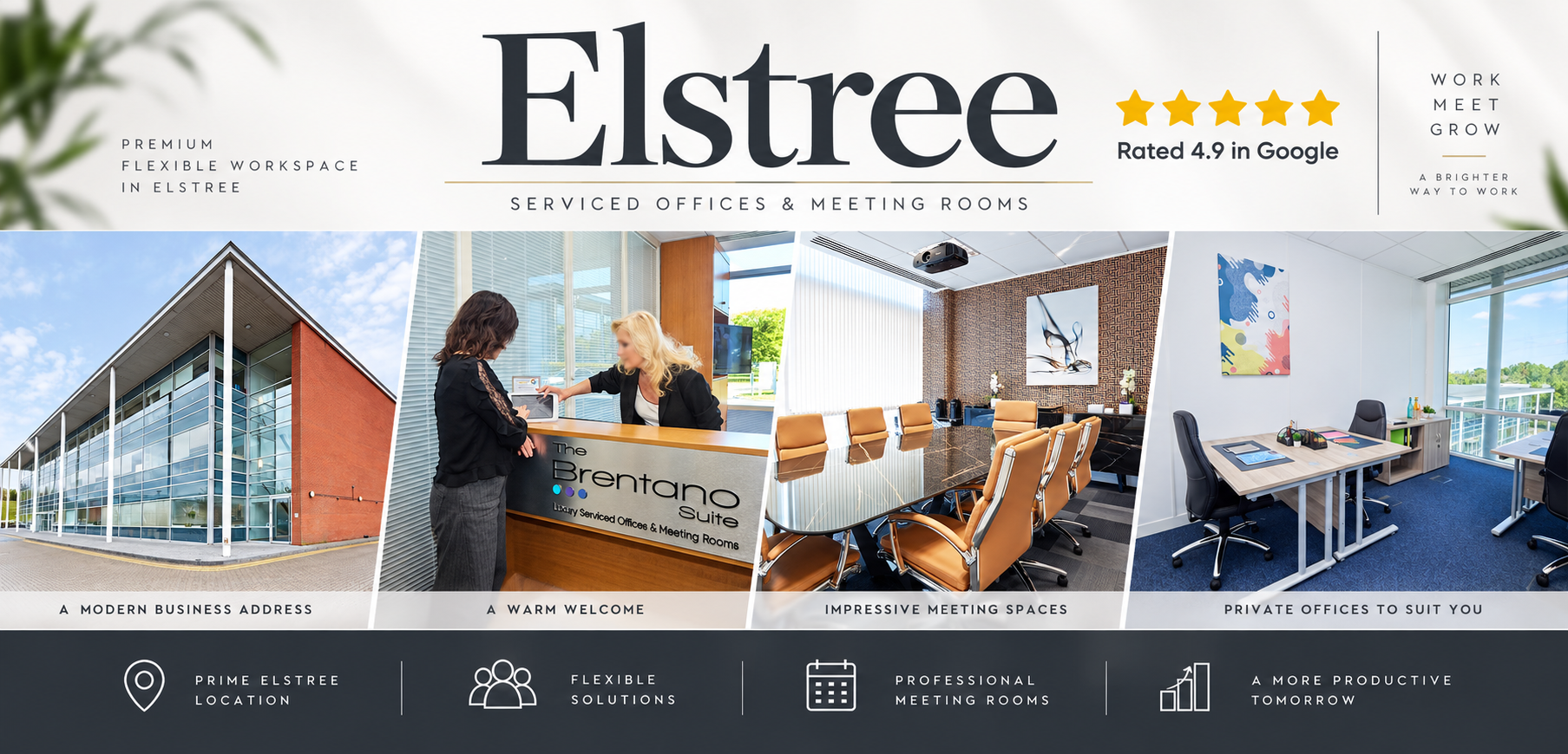 Modern serviced office space at The Brentano Suite Elstree in Borehamwood, Hertfordshire.
